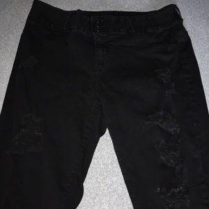 Distressed black jeans